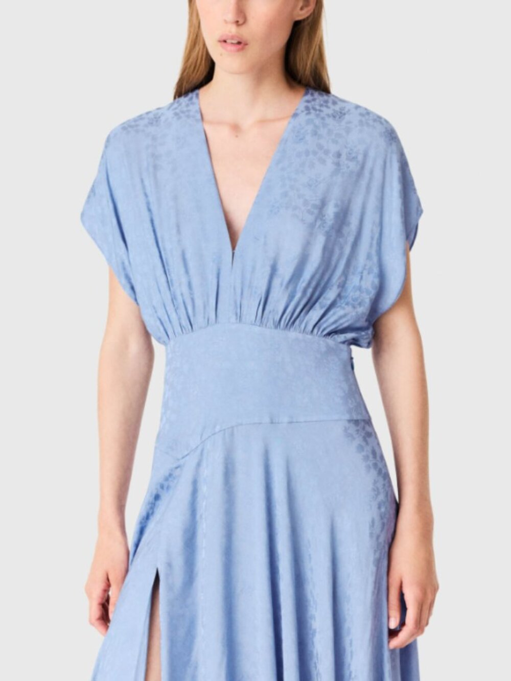 NWT: Maje patterned jacquard maxi dress - light blue - size EU 38/US M - Picture 2 of 4